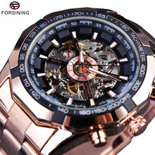 Load image into Gallery viewer, Silver Stainless Steel Waterproof Mens Skeleton Watches Top Brand Luxury Transparent Mechanical Male Wrist Watch