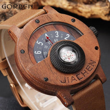 Load image into Gallery viewer, Unique Compass Turntable Design Mens Wooden Watch