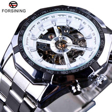 Load image into Gallery viewer, Silver Stainless Steel Waterproof Mens Skeleton Watches Top Brand Luxury Transparent Mechanical Male Wrist Watch
