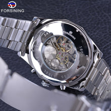 Load image into Gallery viewer, Silver Stainless Steel Waterproof Mens Skeleton Watches Top Brand Luxury Transparent Mechanical Male Wrist Watch