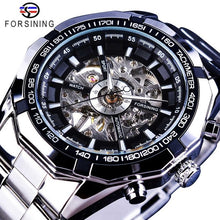 Load image into Gallery viewer, Silver Stainless Steel Waterproof Mens Skeleton Watches Top Brand Luxury Transparent Mechanical Male Wrist Watch