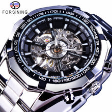 Load image into Gallery viewer, Silver Stainless Steel Waterproof Mens Skeleton Watches Top Brand Luxury Transparent Mechanical Male Wrist Watch