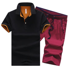 Load image into Gallery viewer, Cotton Mens Sets Summer Button Polo Shirts Sets Turn Down Mens Shorts 4XL Men Clothes 2 Piece Set Elastic Waist Shorts
