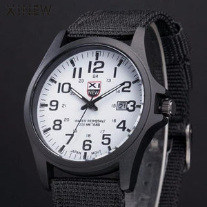 XINEW Brand Outdoor Mens Date Stainless Steel Military Sports Analog Quartz Army Wrist Watch