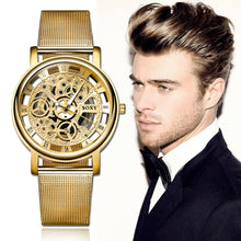 Load image into Gallery viewer, SOXY Luxury Skeleton Men Watch Women Wrist Watches Fashion Montre Homme 2018 Gold Wrist Watch Men Steel Mesh Men&#39;s Watch
