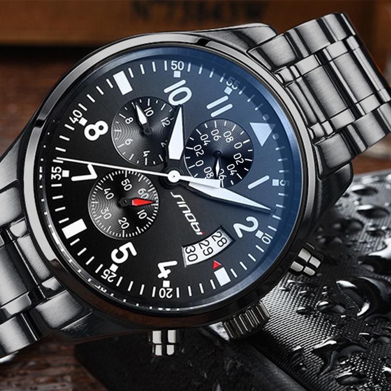 SINOBI Pilot Mens Chronograph Wrist Watch Waterproof Quartz Clock