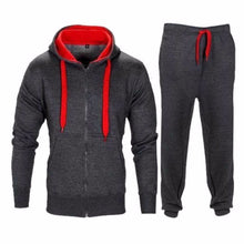 Load image into Gallery viewer, Casual Solid Tracksuit Zipper Hooded Sweatshirt Jacket +Sweatpants Mens Tracksuit
