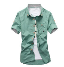 Load image into Gallery viewer, Mushroom Embroidery Mens Short Sleeve Casual Shirts Summer Cotton Shirts
