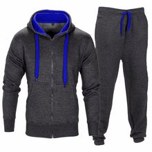 Load image into Gallery viewer, Casual Solid Tracksuit Zipper Hooded Sweatshirt Jacket +Sweatpants Mens Tracksuit
