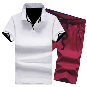 Cotton Mens Sets Summer Button Polo Shirts Sets Turn Down Mens Shorts 4XL Men Clothes 2 Piece Set Elastic Waist Shorts