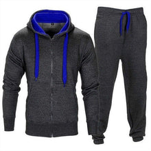 Load image into Gallery viewer, Casual Solid Tracksuit Zipper Hooded Sweatshirt Jacket +Sweatpants Mens Tracksuit
