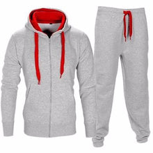 Load image into Gallery viewer, Casual Solid Tracksuit Zipper Hooded Sweatshirt Jacket +Sweatpants Mens Tracksuit
