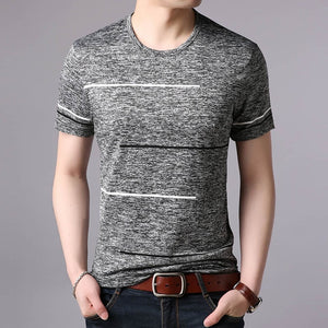 T Shirts Mens Summer O Neck Cotton Trending Streetwear Tops Striped Short Sleev Cool Tee Mens Clothing