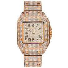 Load image into Gallery viewer, Hip Hop Iced Out Men Watch Square Diamond Quartz Luxury Mens Wrist Watches Gold Roman Calendar Steel Clock Relogio Masculino
