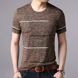 T Shirts Mens Summer O Neck Cotton Trending Streetwear Tops Striped Short Sleev Cool Tee Mens Clothing