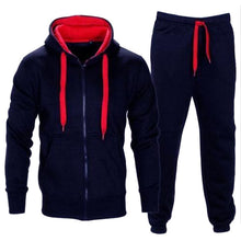 Load image into Gallery viewer, Casual Solid Tracksuit Zipper Hooded Sweatshirt Jacket +Sweatpants Mens Tracksuit
