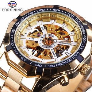 Silver Stainless Steel Waterproof Mens Skeleton Watches Top Brand Luxury Transparent Mechanical Male Wrist Watch