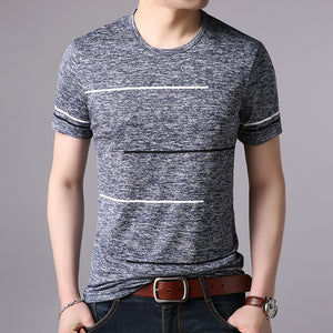 T Shirts Mens Summer O Neck Cotton Trending Streetwear Tops Striped Short Sleev Cool Tee Mens Clothing