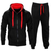 Load image into Gallery viewer, Casual Solid Tracksuit Zipper Hooded Sweatshirt Jacket +Sweatpants Mens Tracksuit
